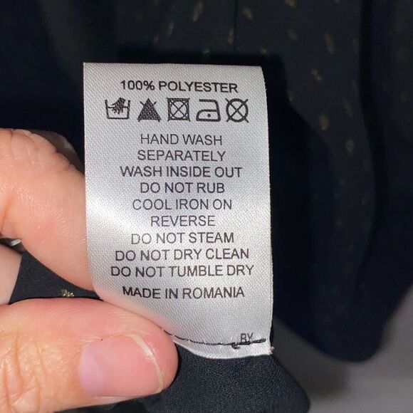 ASOS Women's Black Swiss Dot Chiffon Crew Neck Tie Front Blouse Size 16 - Picture 6 of 6